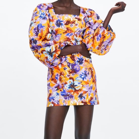 Zara Floral Puff Sleeve Dress 